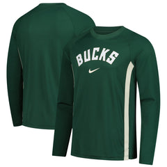 Nike - Milwaukee Bucks 2025/26 Authentic Pre-Game Legend Dri-FIT Long Sleeve Shooting Shirt - Hunter Green