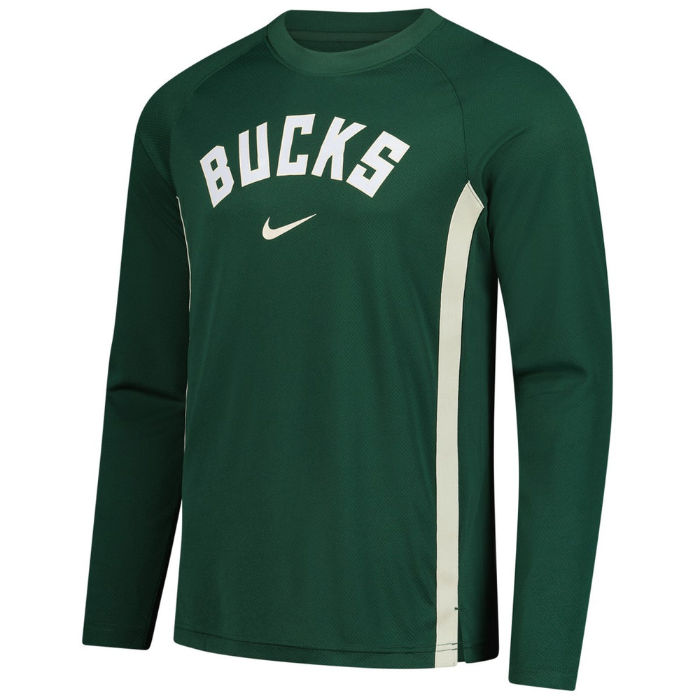 Nike - Milwaukee Bucks 2025/26 Authentic Pre-Game Legend Dri-FIT Long Sleeve Shooting Shirt - Hunter Green