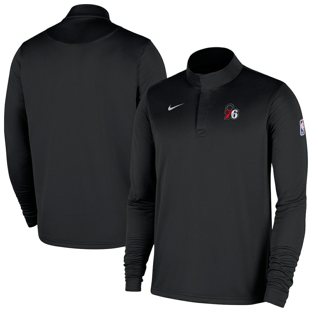 Nike - Philadelphia 76ers 2025/26 Authentic Coaches Quarter-Zip Dri-Fit Top - Black