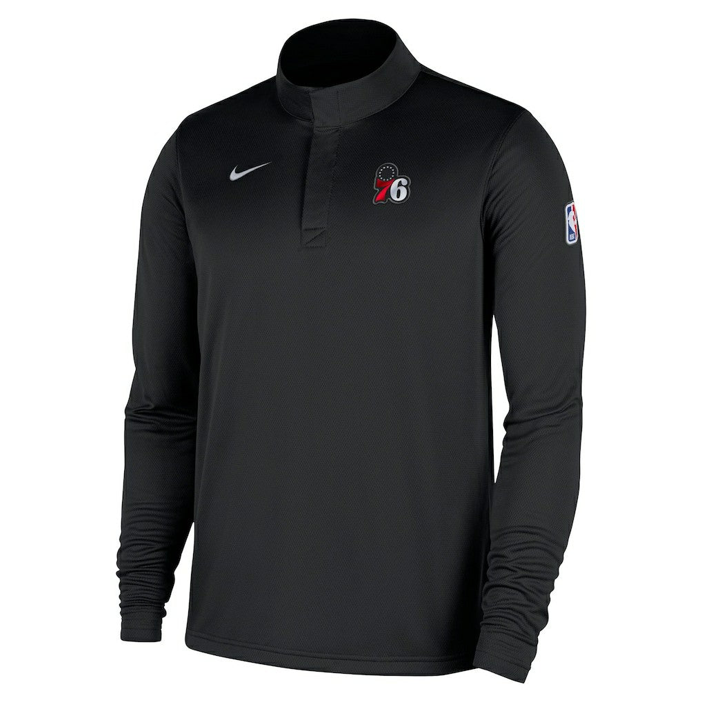 Nike - Philadelphia 76ers 2025/26 Authentic Coaches Quarter-Zip Dri-Fit Top - Black