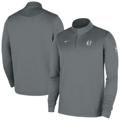 Nike - Brooklyn Nets 2025/26 Authentic Coaches Quarter-Zip Dri-Fit Top - Gray