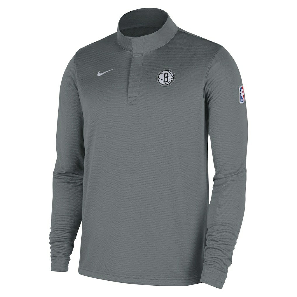 Nike - Brooklyn Nets 2025/26 Authentic Coaches Quarter-Zip Dri-Fit Top - Gray