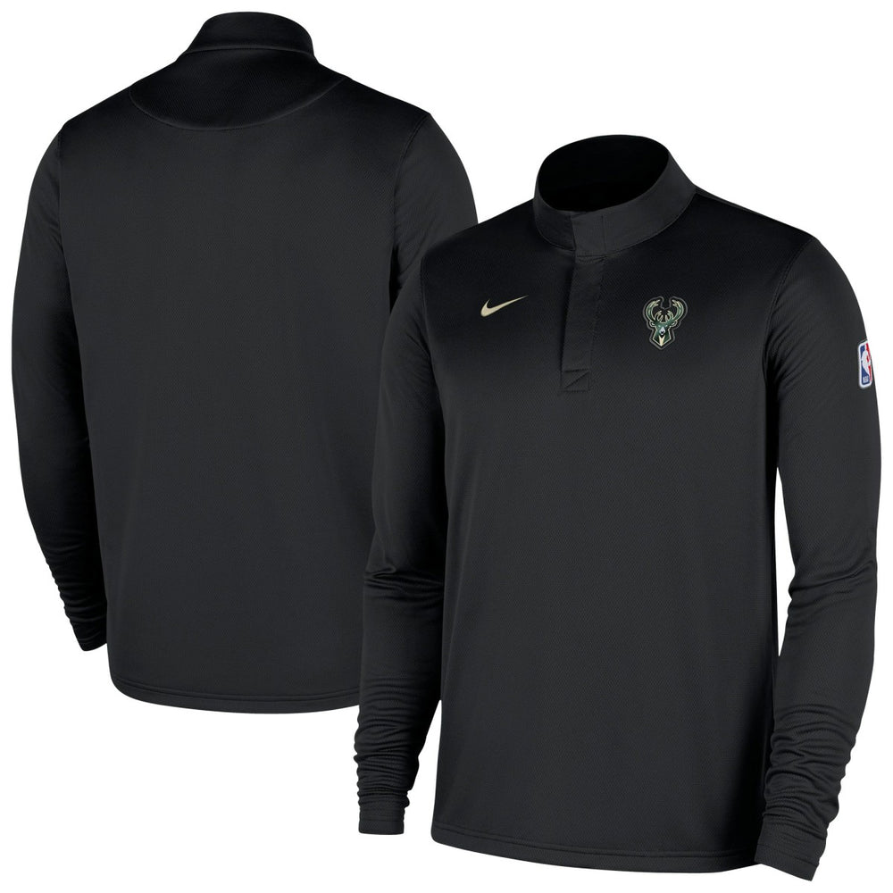 Nike - Milwaukee Bucks 2025/26 Authentic Coaches Quarter-Zip Dri-Fit Top - Black