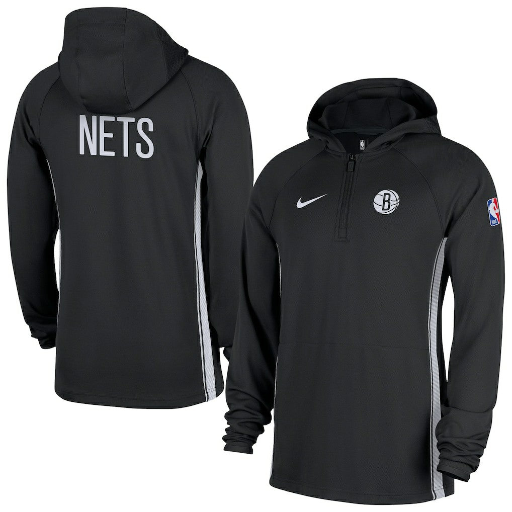 Nike - Brooklyn Nets Authentic On Court Zone Quarter-Zip Dri-FIT Hoodie Jacket - Black