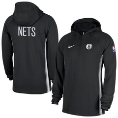 Nike - Brooklyn Nets Authentic On Court Zone Quarter-Zip Dri-FIT Hoodie Jacket - Black