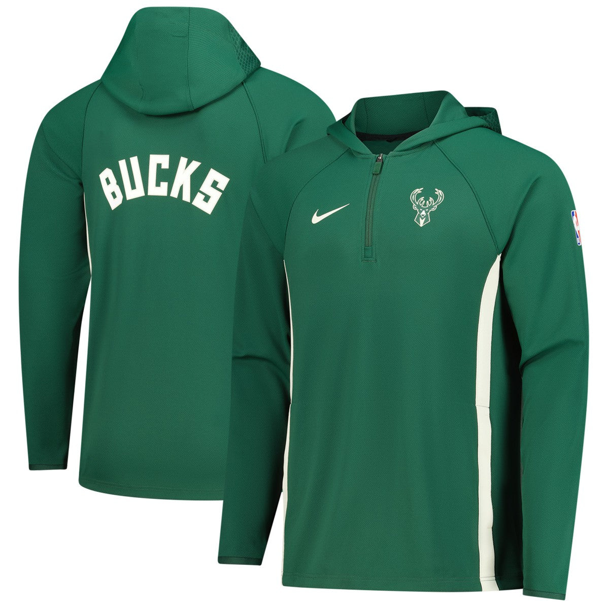Nike - Milwaukee Bucks Authentic On Court Zone Quarter-Zip Dri-FIT Hoodie Jacket - Hunter Green