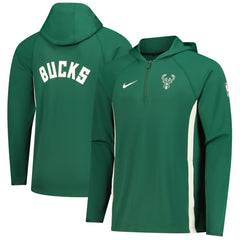 Nike - Milwaukee Bucks Authentic On Court Zone Quarter-Zip Dri-FIT Hoodie Jacket - Hunter Green