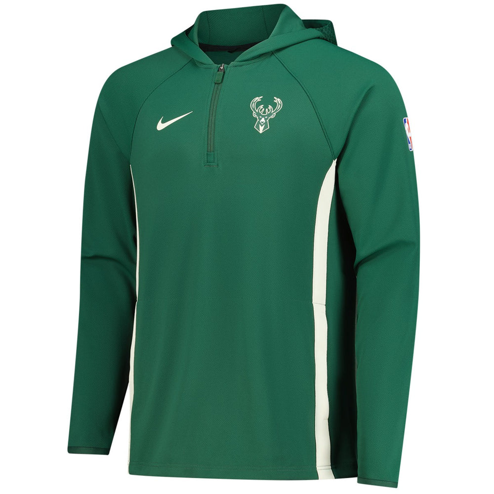 Nike - Milwaukee Bucks Authentic On Court Zone Quarter-Zip Dri-FIT Hoodie Jacket - Hunter Green