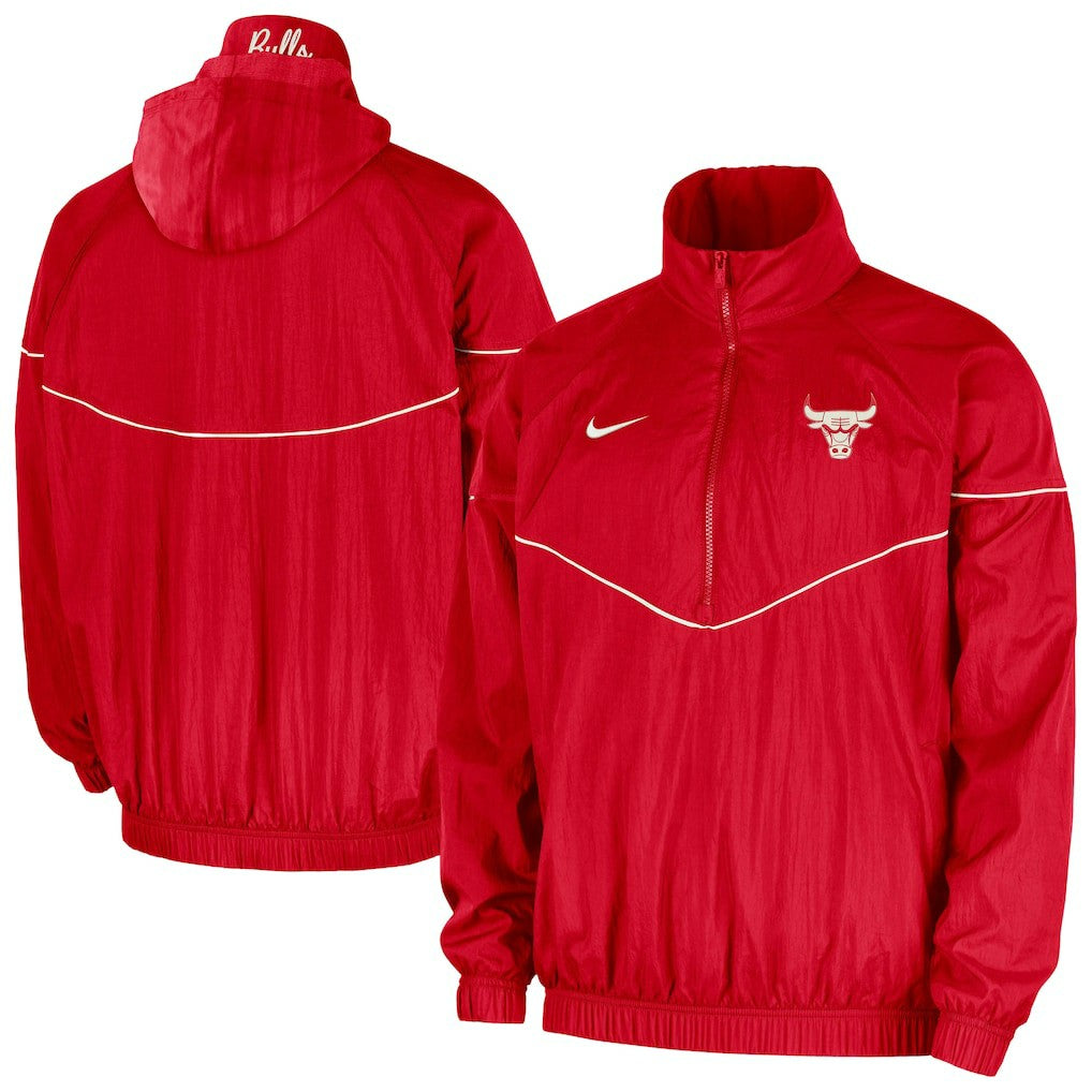 Nike - Chicago Bulls Courtside Windrunner Woven Half-Zip Hooded Jacket - Red