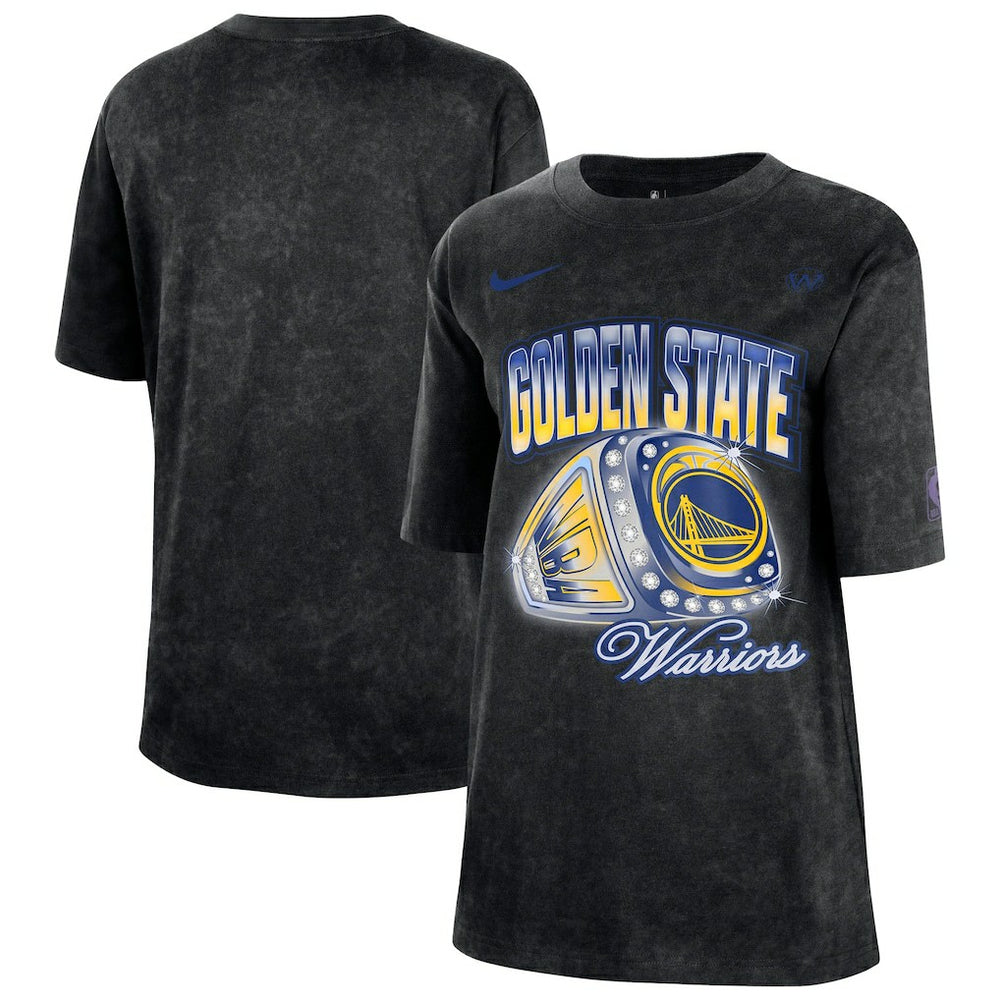 Nike - Golden State Warriors Women's Courtside Original Content Vintage Washed Boyfriend T-Shirt - Black