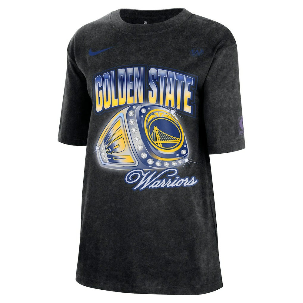 Nike - Golden State Warriors Women's Courtside Original Content Vintage Washed Boyfriend T-Shirt - Black