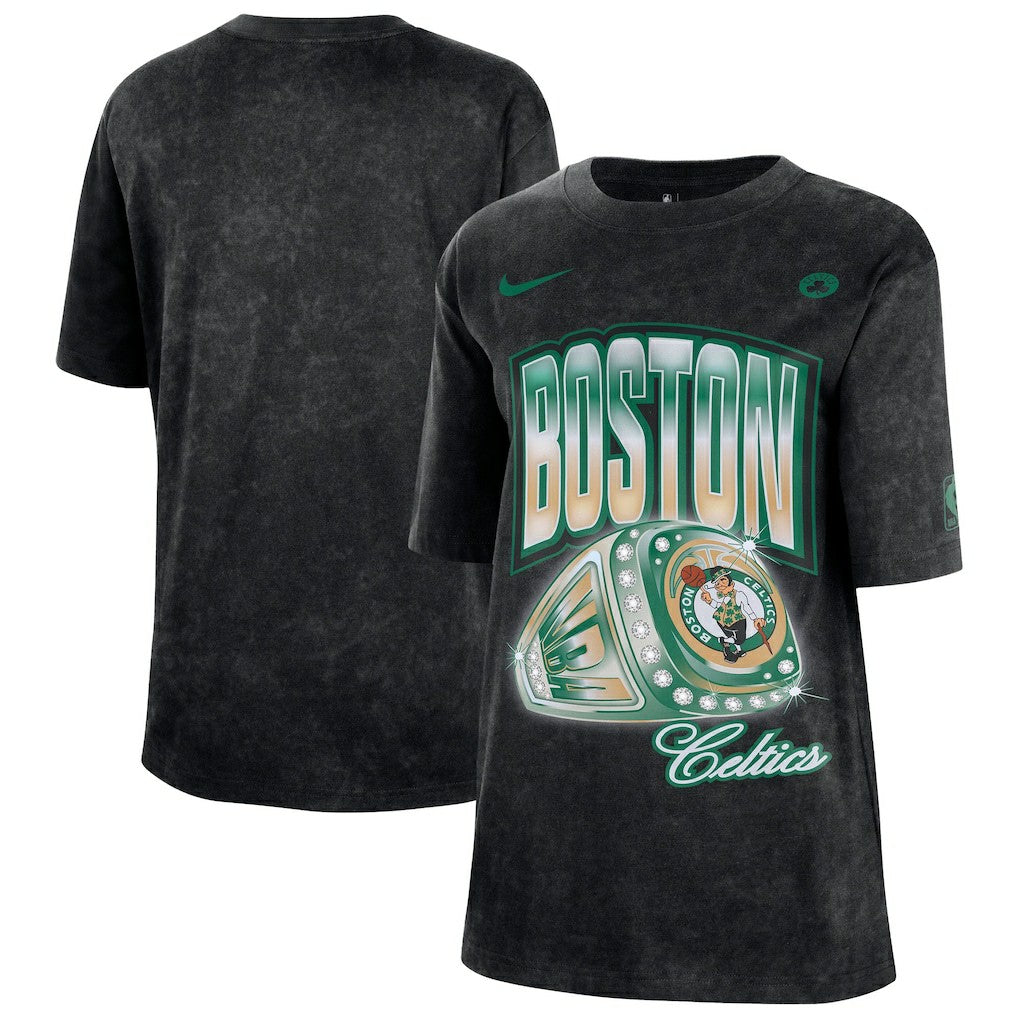 Nike - Boston Celtics Women's Courtside Original Content Vintage Washed Boyfriend T-Shirt - Black