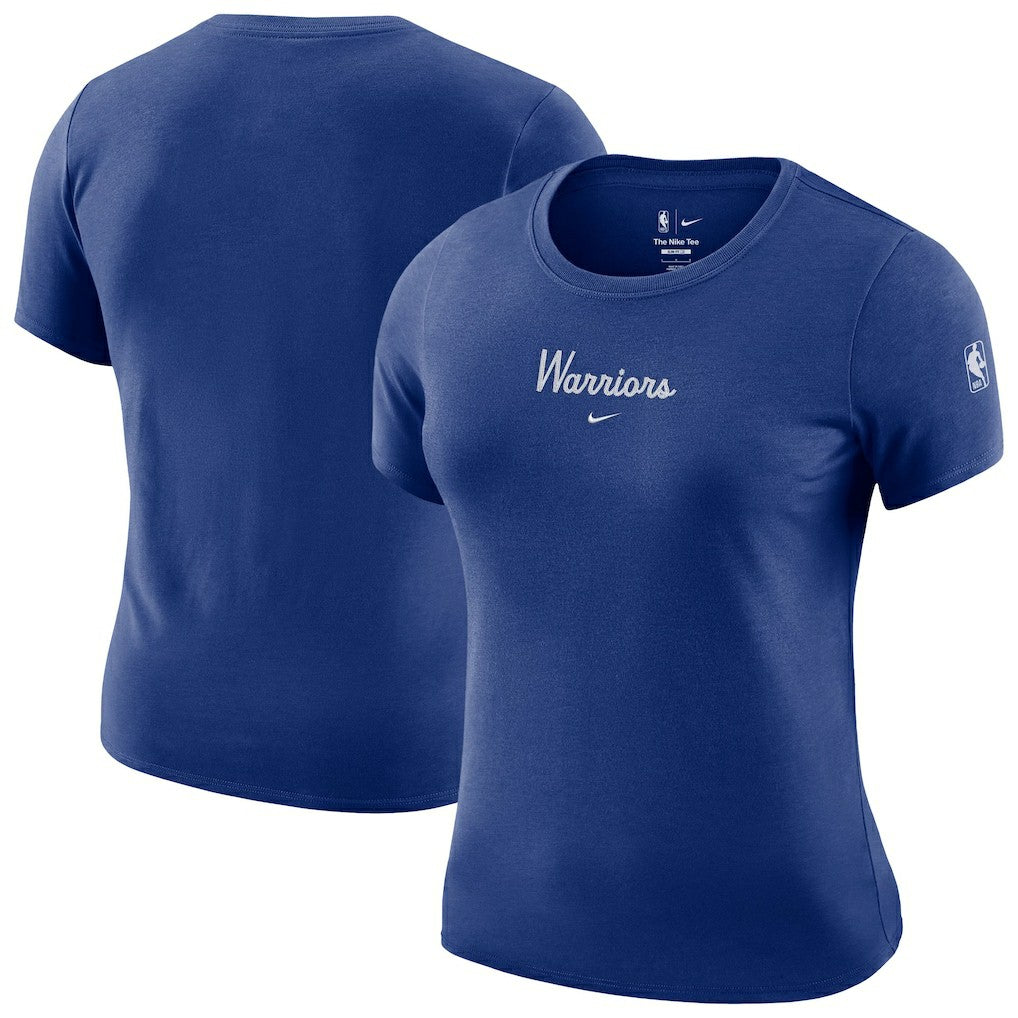 Nike - Golden State Warriors Women's Courtside Modest Cropped Tri-Blend T-Shirt - Royal