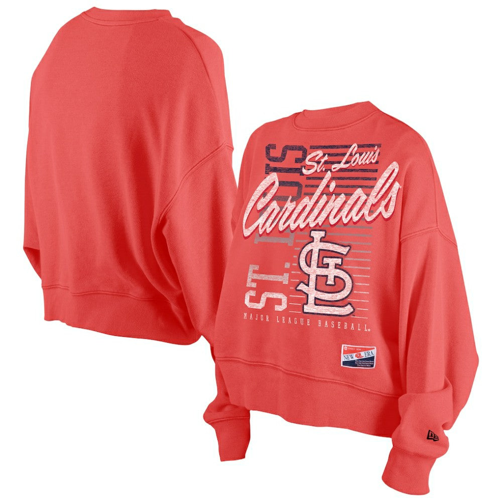 St. Louis Cardinals New Era Women's Boxy Mineral Wash Dolmen Sleeve Cropped Sweatshirt Lifestyle