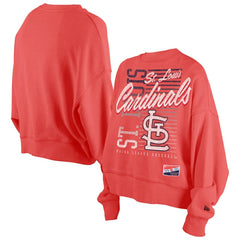 St. Louis Cardinals New Era Women's Boxy Mineral Wash Dolmen Sleeve Cropped Sweatshirt Lifestyle