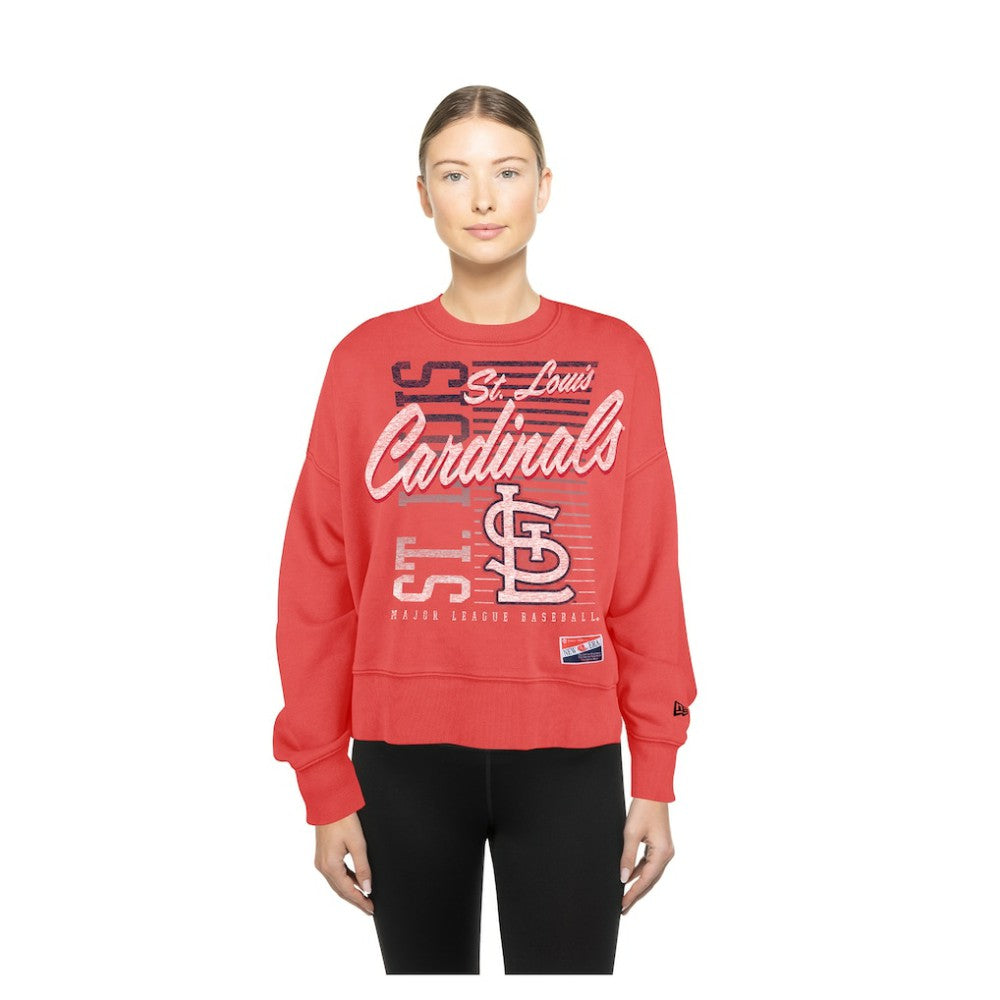St. Louis Cardinals New Era Women's Boxy Mineral Wash Dolmen Sleeve Cropped Sweatshirt Lifestyle