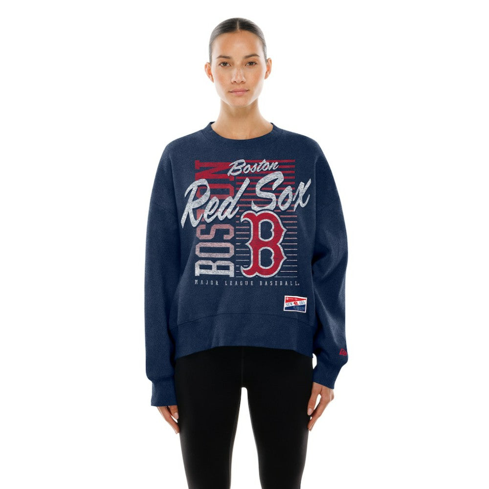 Boston Red Sox New Era Women's Boxy Mineral Wash Dolmen Sleeve Cropped Sweatshirt for sale
