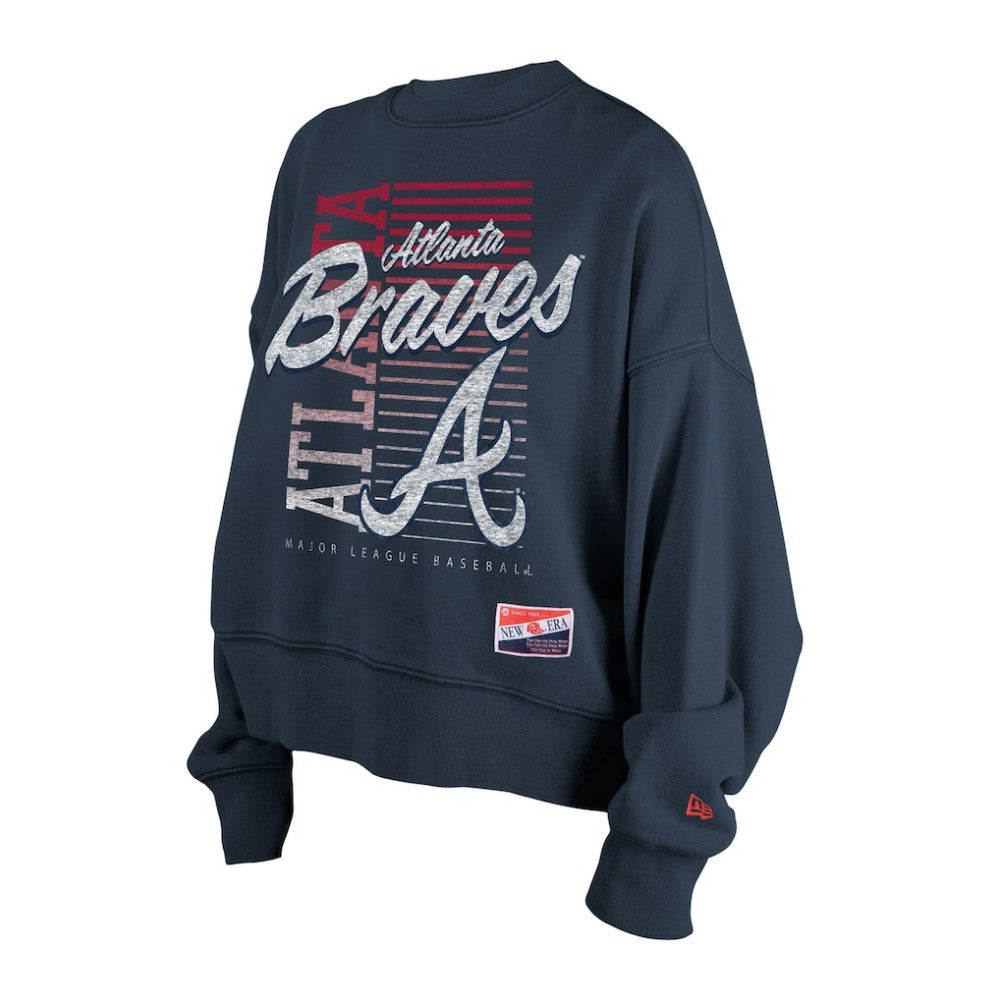 Atlanta Braves New Era Women's Boxy Mineral Wash Dolmen Sleeve Cropped Sweatshirt Lifestyle