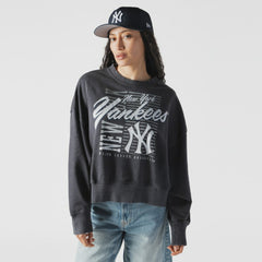 New York Yankees New Era Women's Boxy Mineral Wash Dolmen Sleeve Cropped Sweatshirt Lifestyle