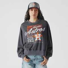 Houston Astros New Era Women's Boxy Mineral Wash Dolmen Sleeve Cropped Sweatshirt Clearance