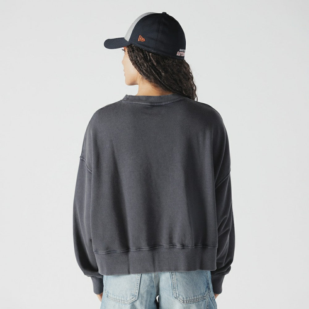 Houston Astros New Era Women's Boxy Mineral Wash Dolmen Sleeve Cropped Sweatshirt Clearance