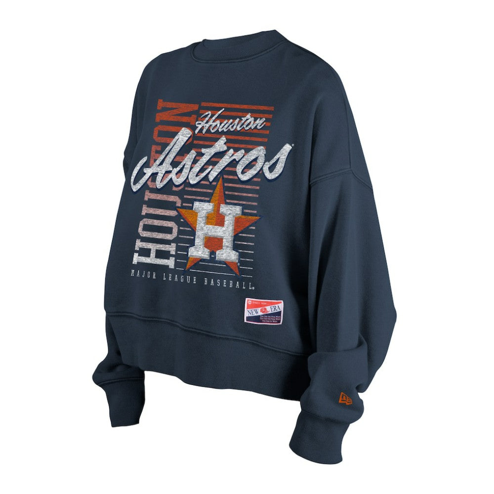 Houston Astros New Era Women's Boxy Mineral Wash Dolmen Sleeve Cropped Sweatshirt Clearance