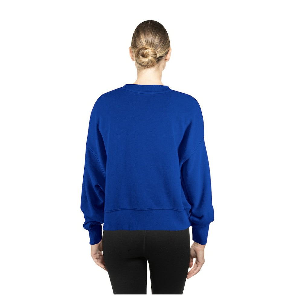 New York Mets New Era Women's Boxy Mineral Wash Dolmen Sleeve Cropped Sweatshirt Lifestyle