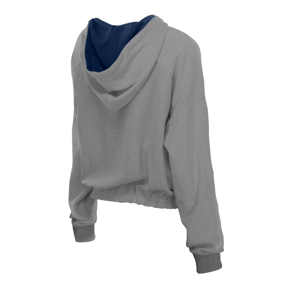 Cleveland Guardians New Era Women's Reversed Out French Terry Quarter-Zip Banded Crop Hoodie Clearance