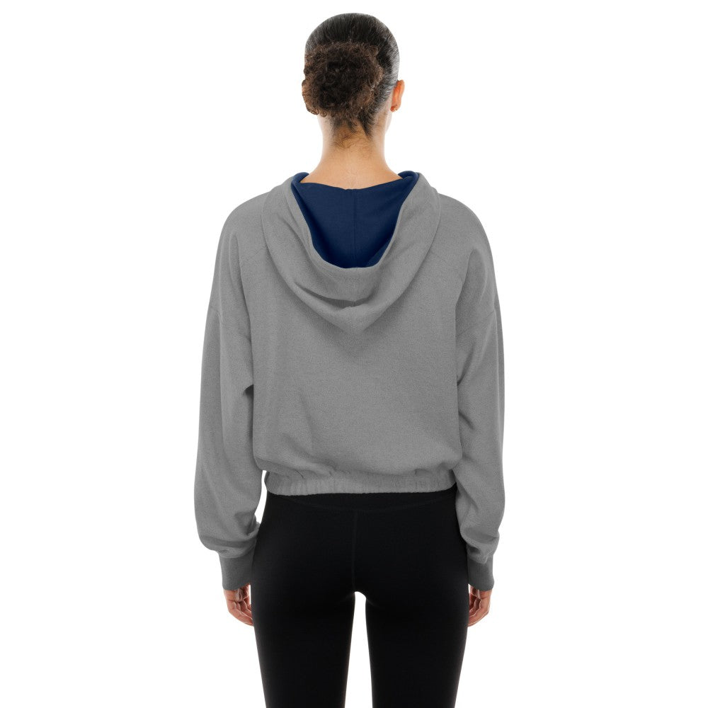 Cleveland Guardians New Era Women's Reversed Out French Terry Quarter-Zip Banded Crop Hoodie Clearance