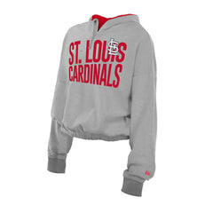 St. Louis Cardinals New Era Women's Reversed Out French Terry Quarter-Zip Banded Crop Hoodie Clearance
