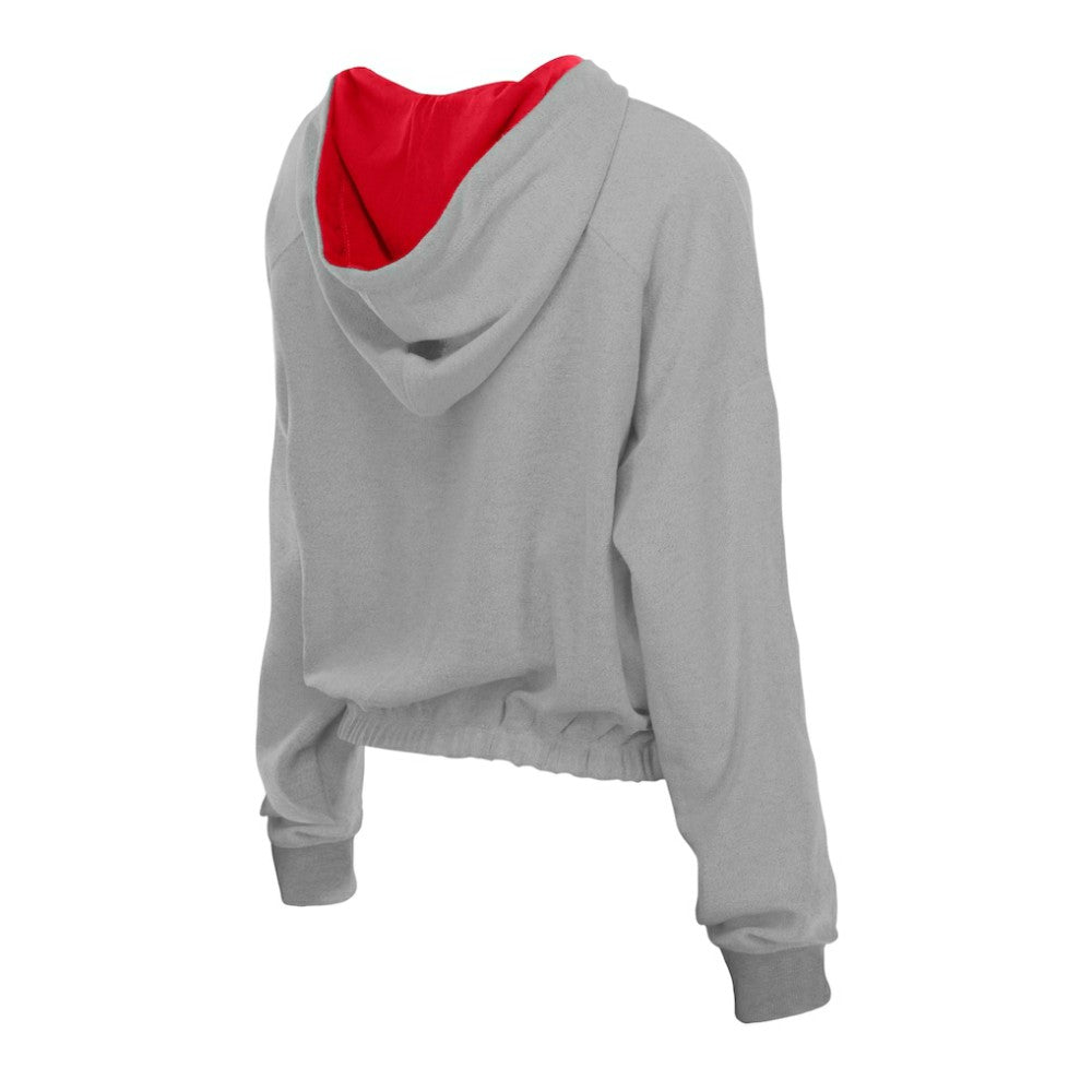 St. Louis Cardinals New Era Women's Reversed Out French Terry Quarter-Zip Banded Crop Hoodie Clearance