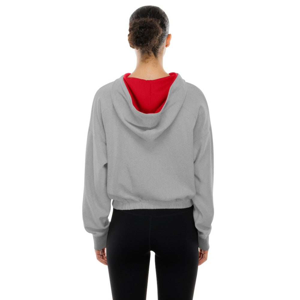 St. Louis Cardinals New Era Women's Reversed Out French Terry Quarter-Zip Banded Crop Hoodie Clearance