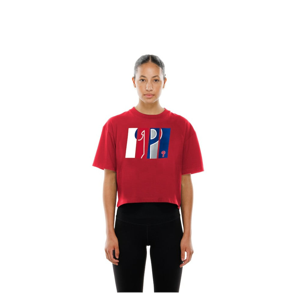 Philadelphia Phillies New Era Women's Boxy Foil Logo T-Shirt Near Me