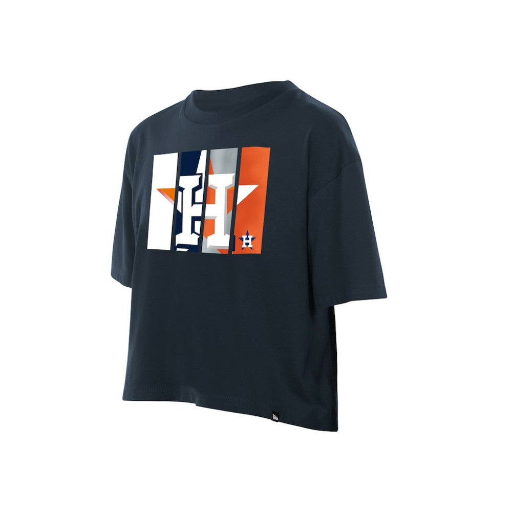 Houston Astros New Era Women's Boxy Foil Logo T-Shirt Lifestyle