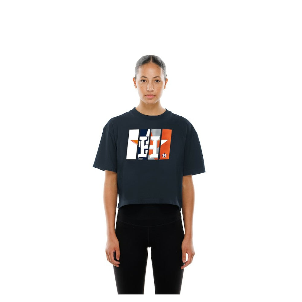 Houston Astros New Era Women's Boxy Foil Logo T-Shirt Lifestyle