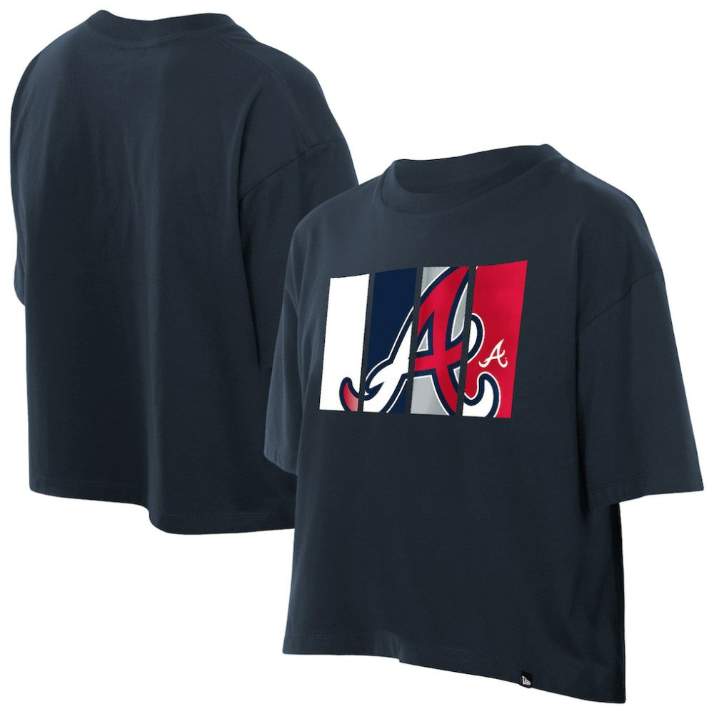 Atlanta Braves New Era Women's Boxy Foil Logo T-Shirt Clearance