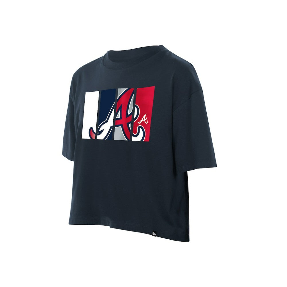 Atlanta Braves New Era Women's Boxy Foil Logo T-Shirt Clearance