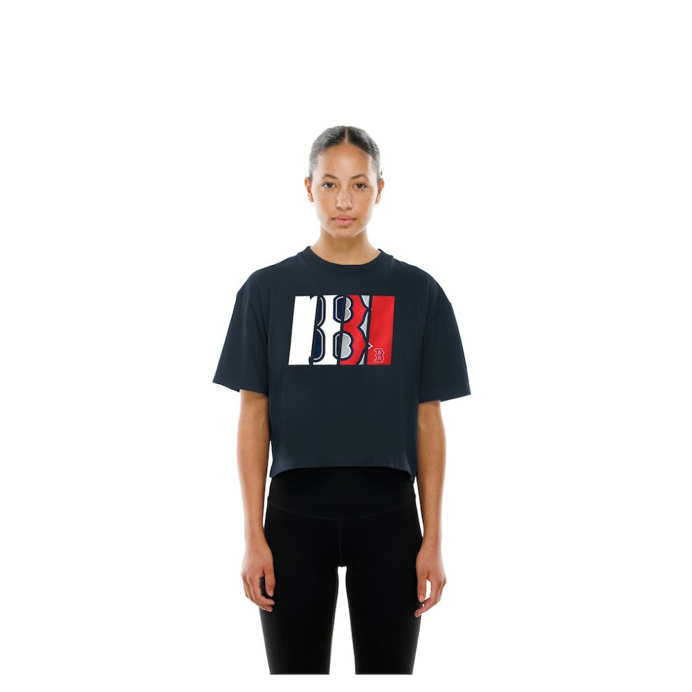 Boston Red Sox New Era Women's Boxy Foil Logo T-Shirt for sale