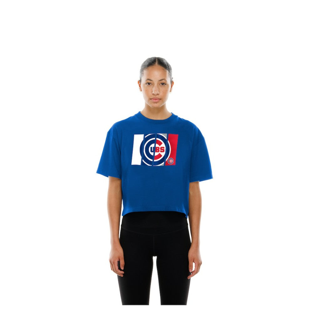 Chicago Cubs New Era Women's Boxy Foil Logo T-Shirt for sale