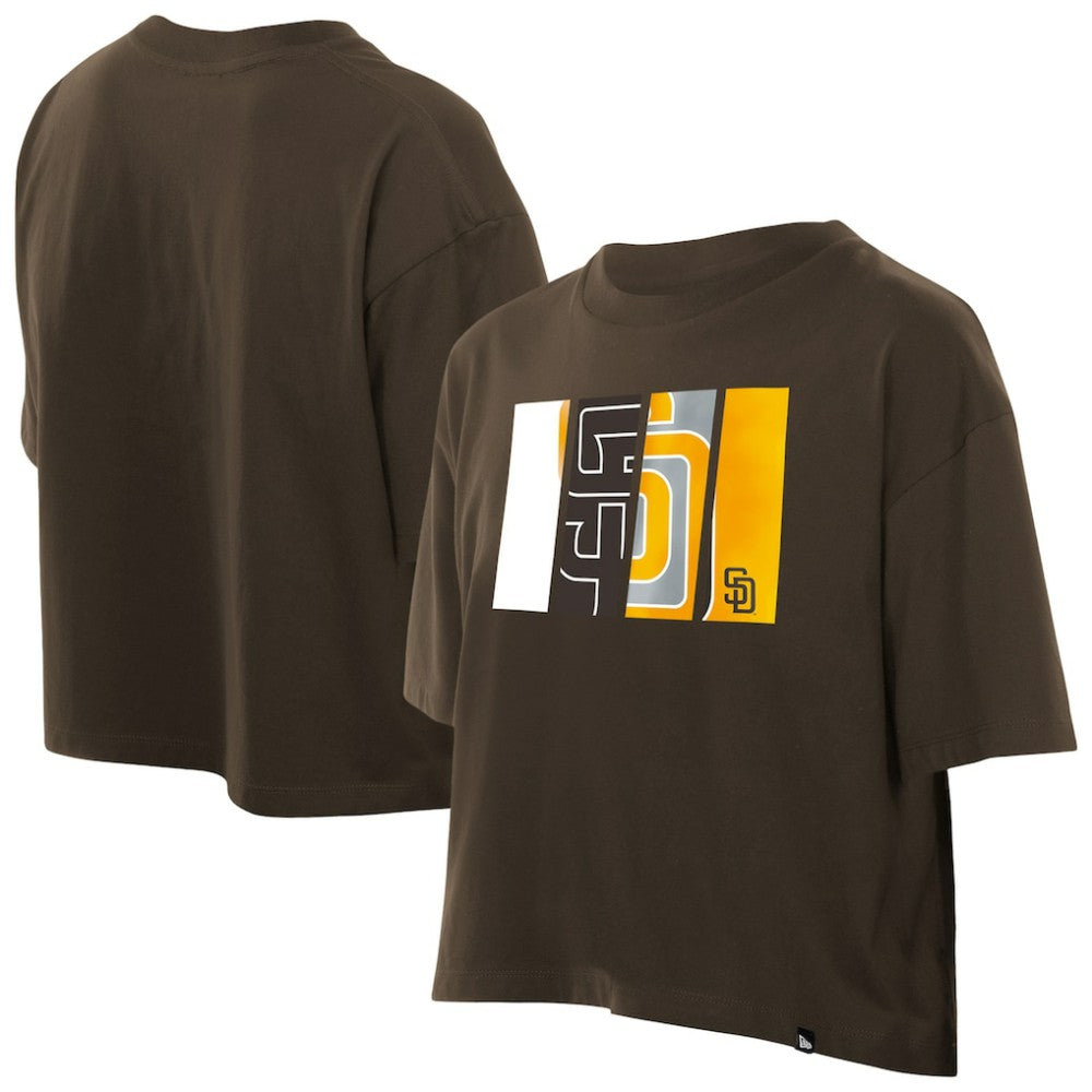 San Diego Padres New Era Women's Boxy Foil Logo T-Shirt Sale