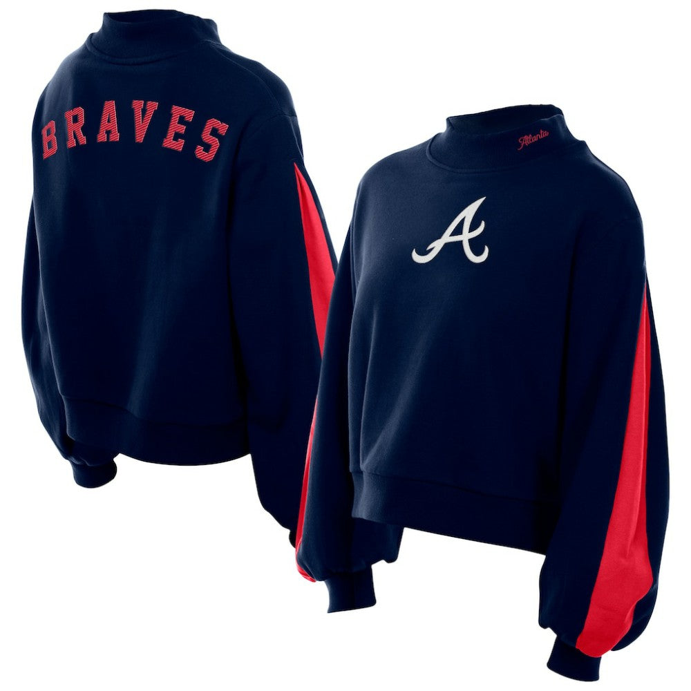 Atlanta Braves New Era Women's Mock Neck Balloon Sleeve Sweatshirt Near Me