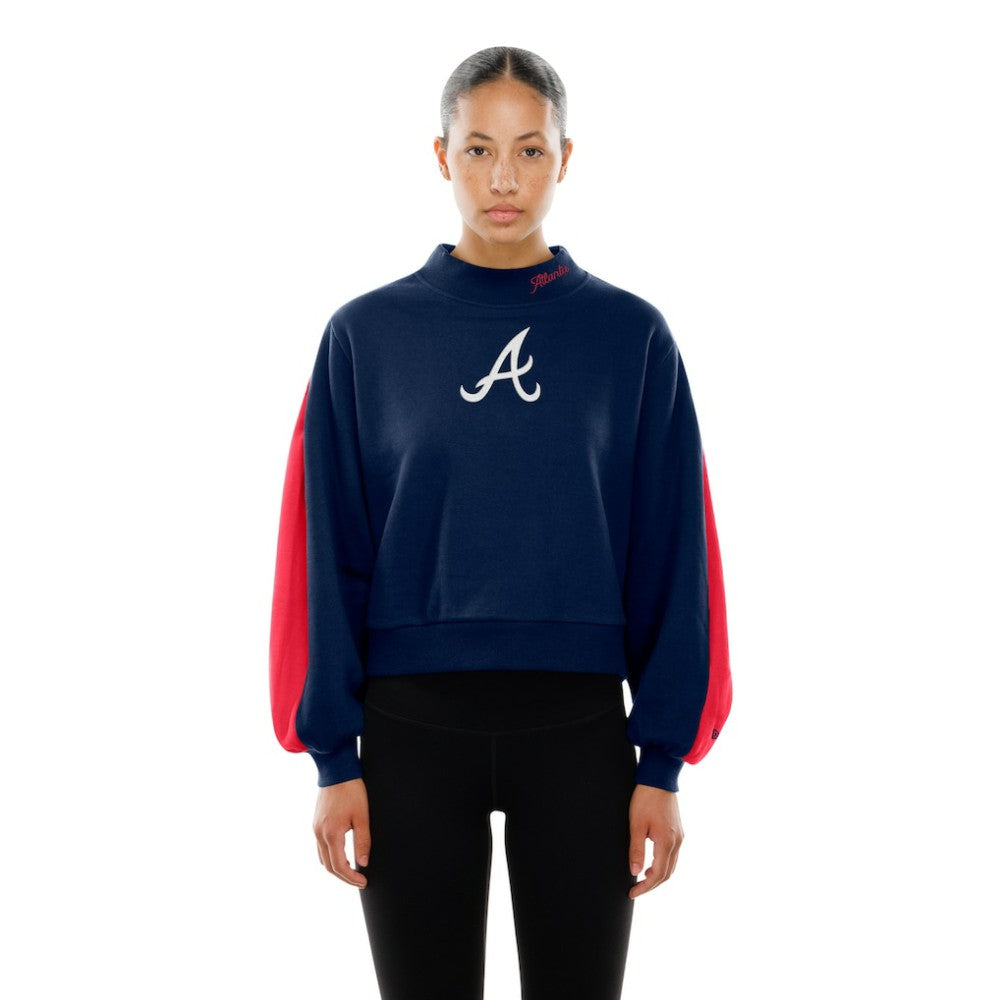 Atlanta Braves New Era Women's Mock Neck Balloon Sleeve Sweatshirt Near Me