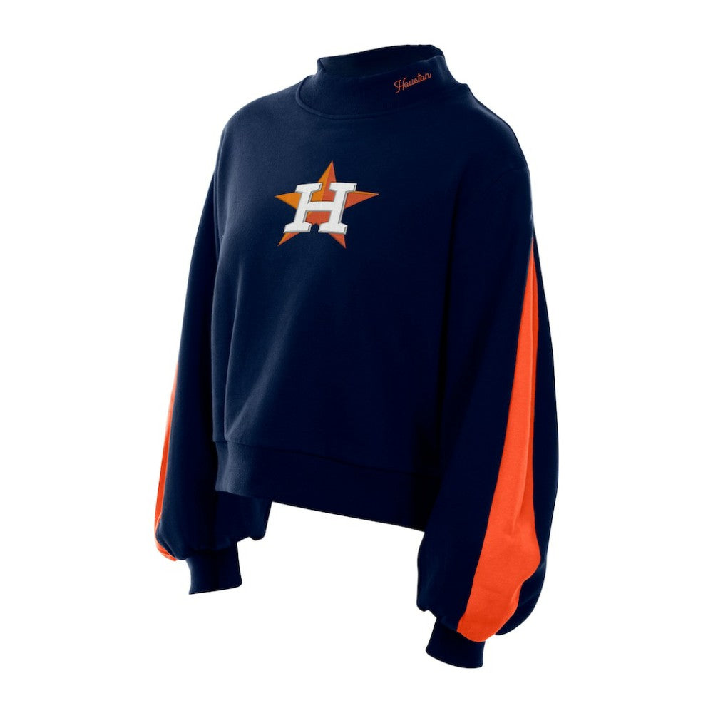 Houston Astros New Era Women's Mock Neck Balloon Sleeve Sweatshirt for sale