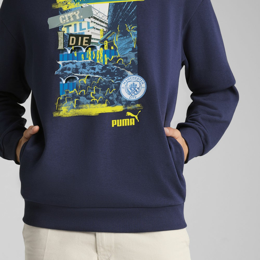 Puma Manchester City ftblNRGY+ Pullover Hoodie - Navy