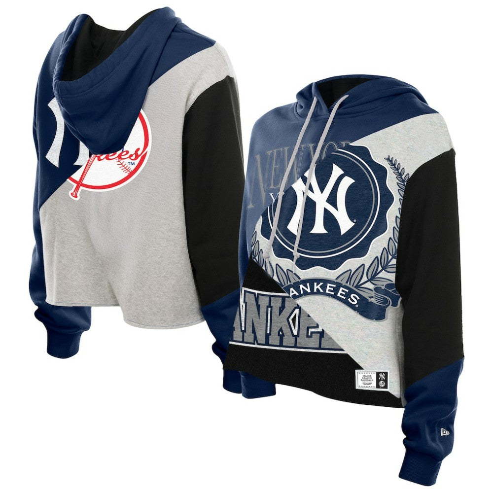 New York Yankees New Era Women's Upcycled Color Block Cropped Boxy Hoodie for sale