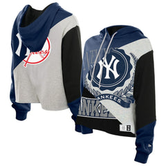 New York Yankees New Era Women's Upcycled Color Block Cropped Boxy Hoodie for sale