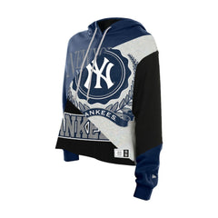 New York Yankees New Era Women's Upcycled Color Block Cropped Boxy Hoodie for sale