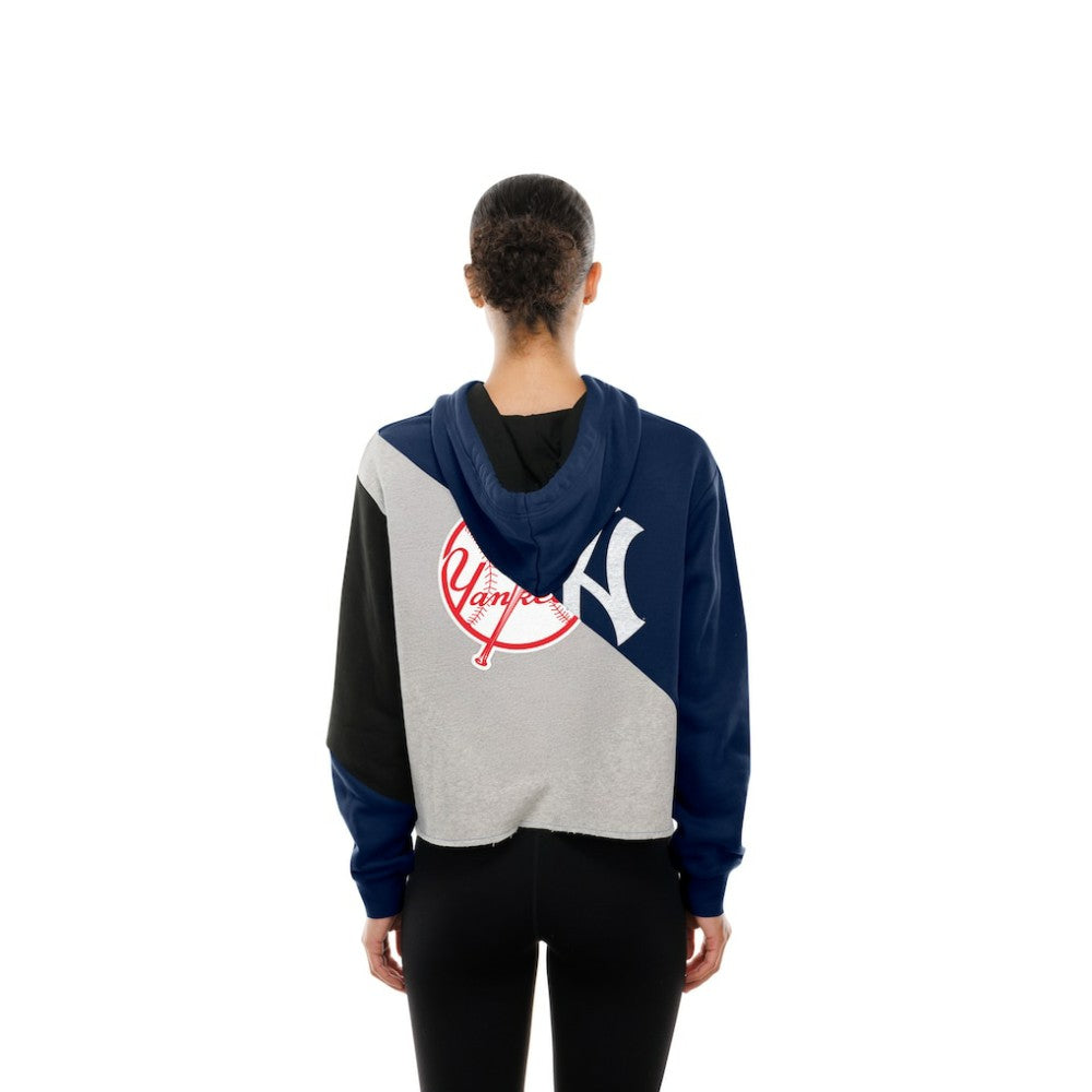 New York Yankees New Era Women's Upcycled Color Block Cropped Boxy Hoodie for sale