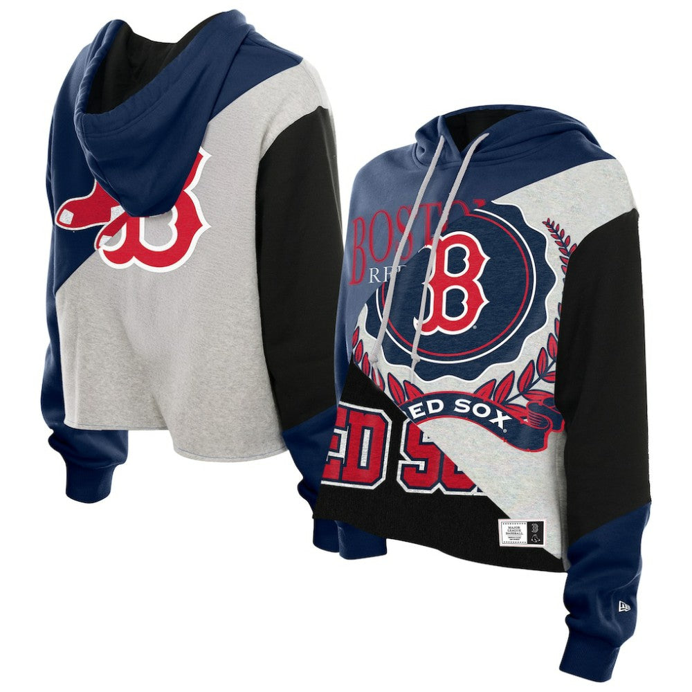 Boston Red Sox New Era Women's Upcycled Color Block Cropped Boxy Hoodie Near Me