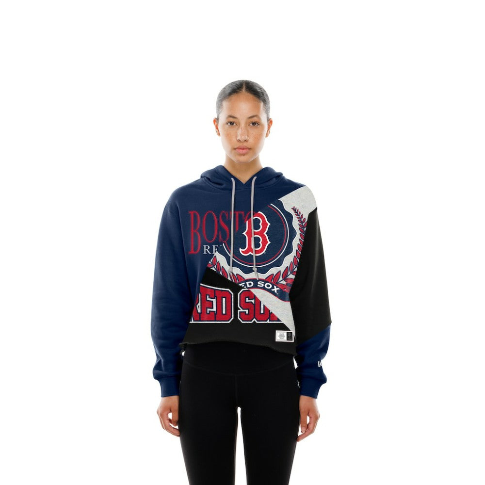 Boston Red Sox New Era Women's Upcycled Color Block Cropped Boxy Hoodie Near Me
